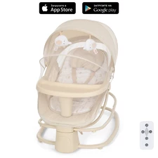 Убаюкивающий центр - шезлонг 8081 бежевый, 2 в 1, пульт, USB